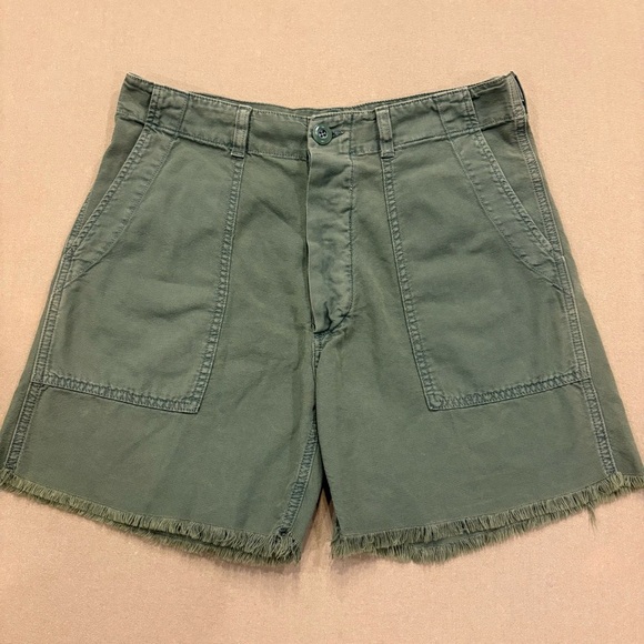 The Great Women’s 100% Cotton Cut Off Shorts Army Green Size 28 - Picture 1 of 11